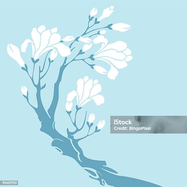Magnolia Bianca - Immagini vettoriali stock e altre immagini di Magnolia - Magnolia, Ramo - Parte della pianta, Albero