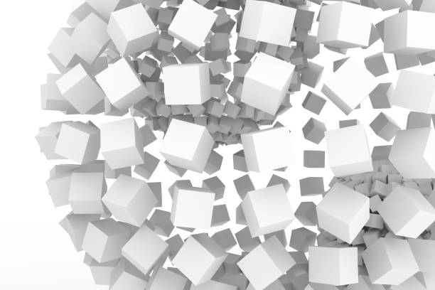 istock Spheres from squares, modern style soft white & gray background. Artwork, decoration, imagination & backdrop. 954012102