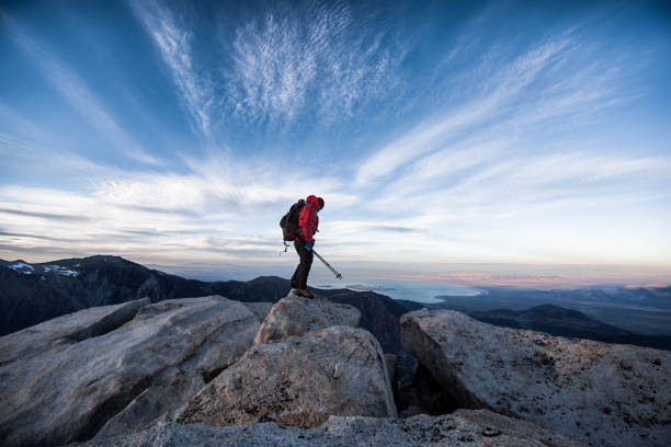 Lonely journey on summit of mountain
