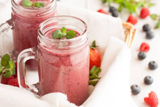 istock Berry mix chocolate potein smoothies 954012930