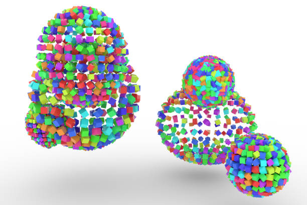 istock Colorful spheres from squares, modern style soft white & gray background. Birthday, congratulation, pattern & bunch. 954013422