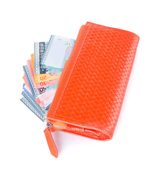 istock wallet. woman wallet with money on background 954018836