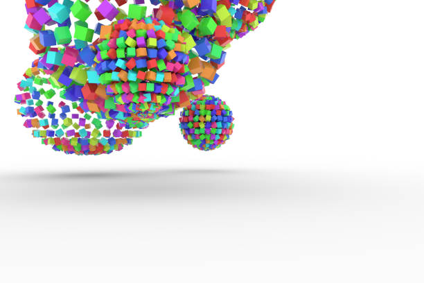 istock Colorful spheres from squares, modern style soft white & gray background. Greeting, decoration, art & graphic. 954023610