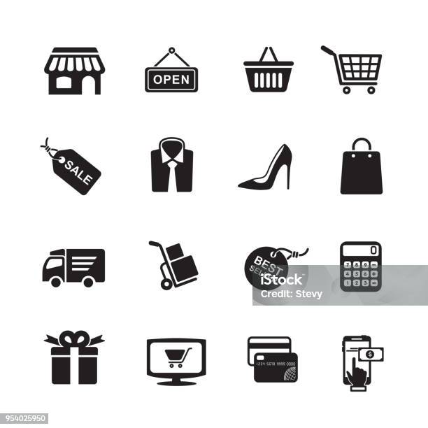 Shopping Icons Stock Illustration - Download Image Now - Icon Symbol, Retail, Shopping
