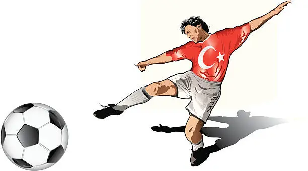 Vector illustration of Turkish soccer player