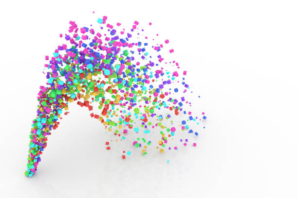 istock Bunch of colorful square boxes flow from the floor, modern style background or texture. Abstract, celebrations, canvas & repeat. 954031322