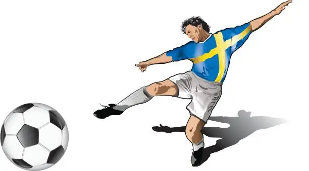 Vector illustration of Swedish soccer player