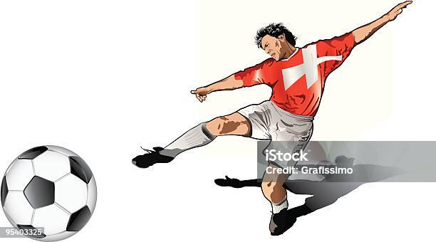 Suisse Футболист — стоковая векторная графика и другие изображения на тему 25-29 лет - 25-29 лет, Белый фон, Бить ногой