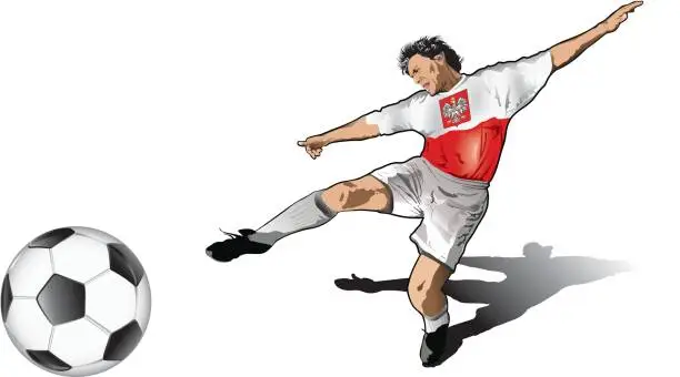 Vector illustration of Polish soccer player