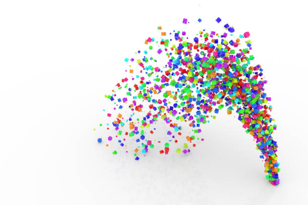 istock Bunch of colorful square boxes flow from the floor, modern style background or texture. 954033814