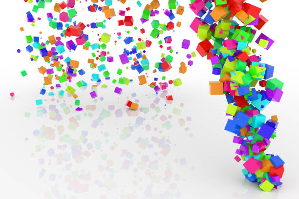 istock Bunch of colorful square boxes flow from the floor, modern style background or texture. Repeat, shape, design & creative. 954038462