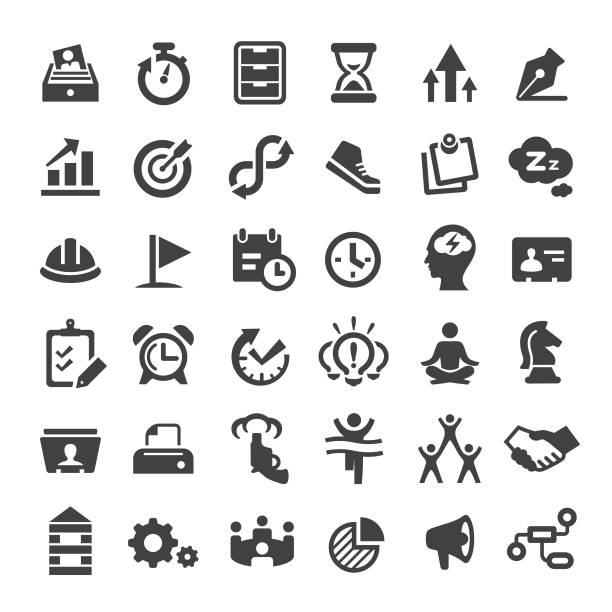 Productivity Icons - Big Series Productivity, efficiency, motivation, starting gun stock illustrations