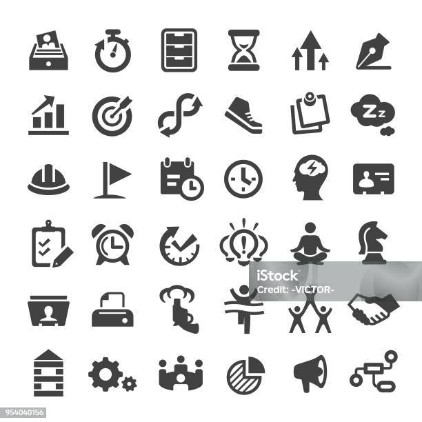 Productivity Icons Big Series Stock Illustration - Download Image Now - Icon Symbol, Emotional Stress, Routine