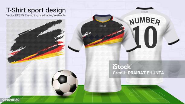 Soccer Jersey And Tshirt Sport Mockup Template Graphic Design For Football Club Or Activewear Uniforms Ready For Customize Logo And Name Easily To Change Colors And Lettering Styles In Your Team Stock Illustration - Download Image Now