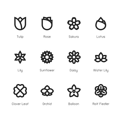 Flower Icon Bold Line Series Vector EPS File.