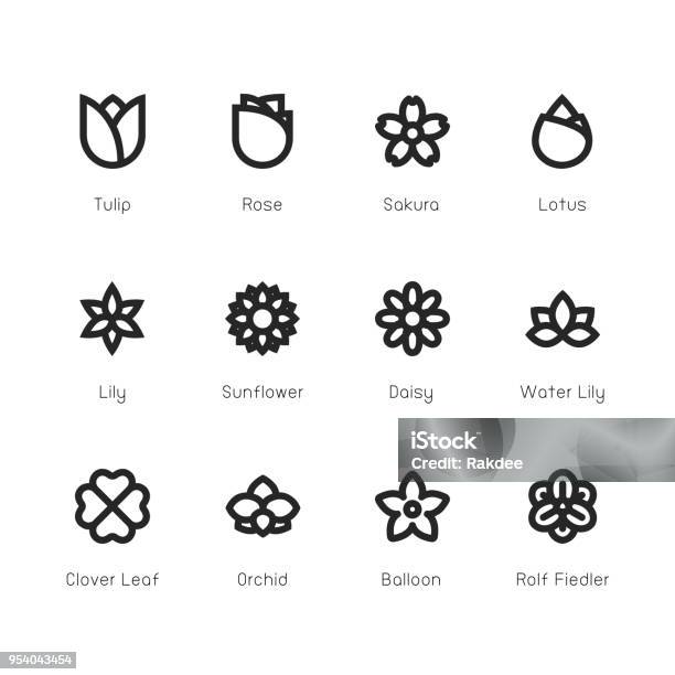 Flower Icon Bold Line Series Stock Illustration - Download Image Now - Flower, Icon Symbol, Rose - Flower