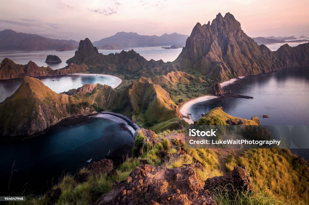 Padar Island, Komodo National Park, Indonesia Magical Scenes in Indonesia's Padar Island Indonesia Stock Photo