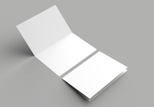 istock Bi fold vertical - landscape brochure or invitation mock up isolated on gray background. 954056628