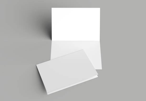 istock Bi fold vertical - landscape brochure or invitation mock up isolated on gray background. 954056948