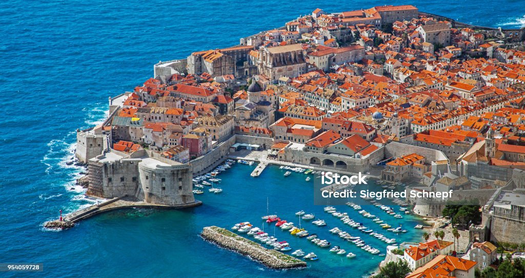 View of the harbor and the old town of Dubrovnik Croatia Dubrovnik Stock Photo