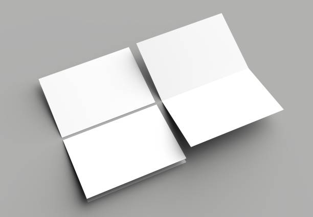 istock Bi fold vertical - landscape brochure or invitation mock up isolated on gray background. 954060368