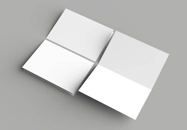 istock Bi fold vertical - landscape brochure or invitation mock up isolated on gray background. 954060706