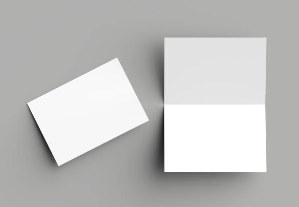 istock Bi fold vertical - landscape brochure or invitation mock up isolated on gray background. 954060880