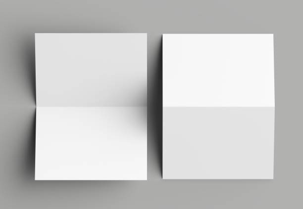 istock Bi fold vertical - landscape brochure or invitation mock up isolated on gray background. 954061582