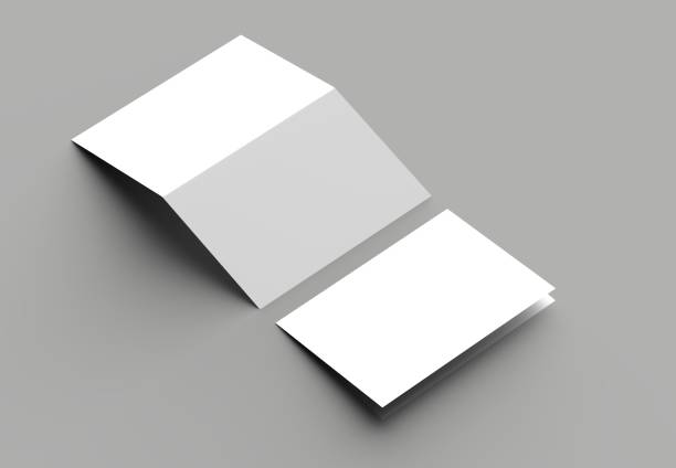 istock Bi fold vertical - landscape brochure or invitation mock up isolated on gray background. 954062248
