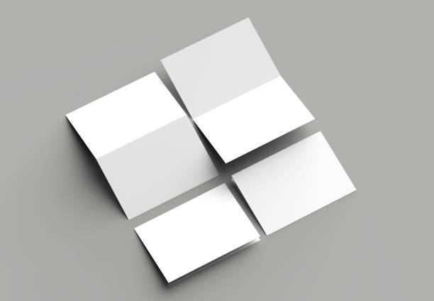 istock Bi fold vertical - landscape brochure or invitation mock up isolated on gray background. 954065162