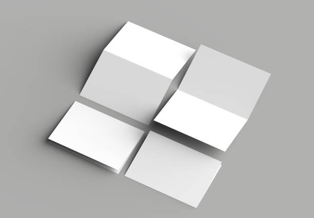 istock Bi fold vertical - landscape brochure or invitation mock up isolated on gray background. 954065570