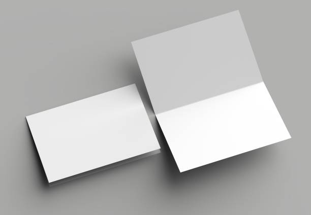 istock Bi fold vertical - landscape brochure or invitation mock up isolated on gray background. 954068488