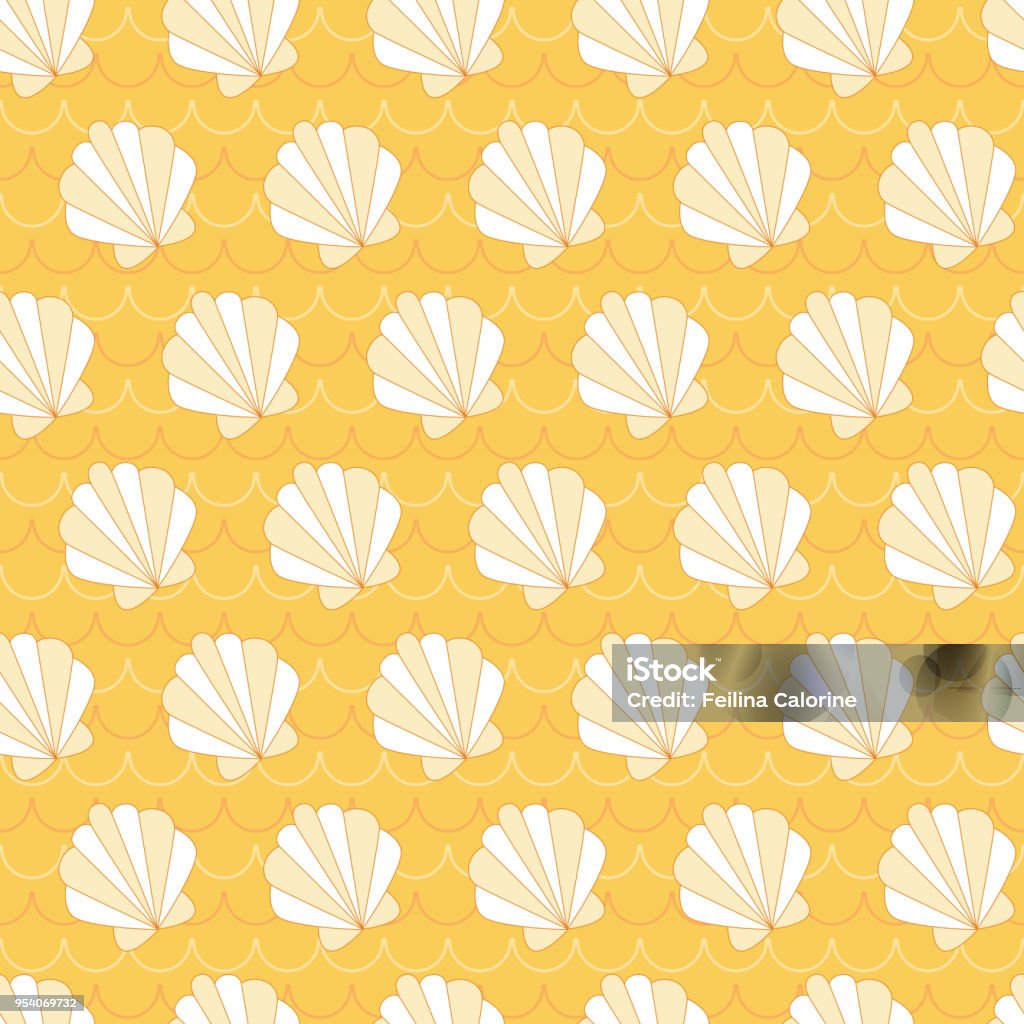 Yellow Shell In Wave Background Stock Illustration - Download Image Now ...