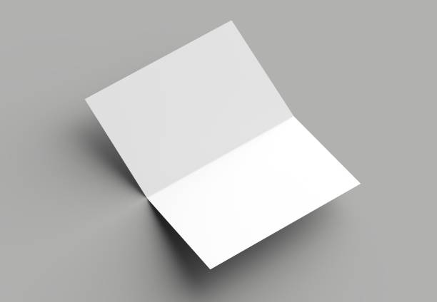 istock Bi fold vertical - landscape brochure or invitation mock up isolated on gray background. 954070414