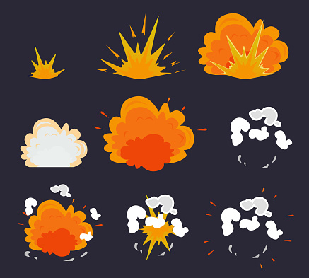 Cartoon explosion effect with smoke. Vector illustration EPS10