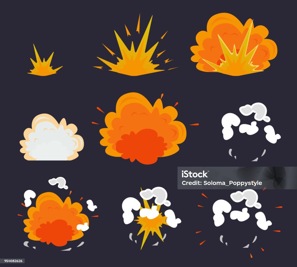 Cartoon explosion effect with smoke. Vector illustration EPS10 Exploding stock vector