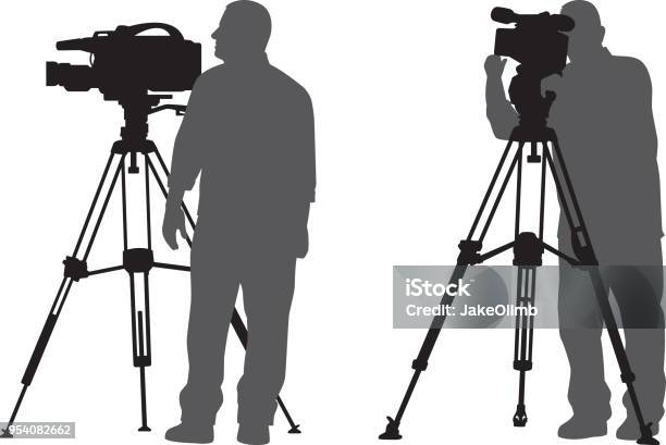 Man With News Camera Silhouettes Stock Illustration - Download Image Now - In Silhouette, Television Camera, Camera - Photographic Equipment