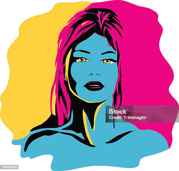 Cmyk Girl Stock Illustration - Download Image Now - 1980-1989, Pop Musician, Poster