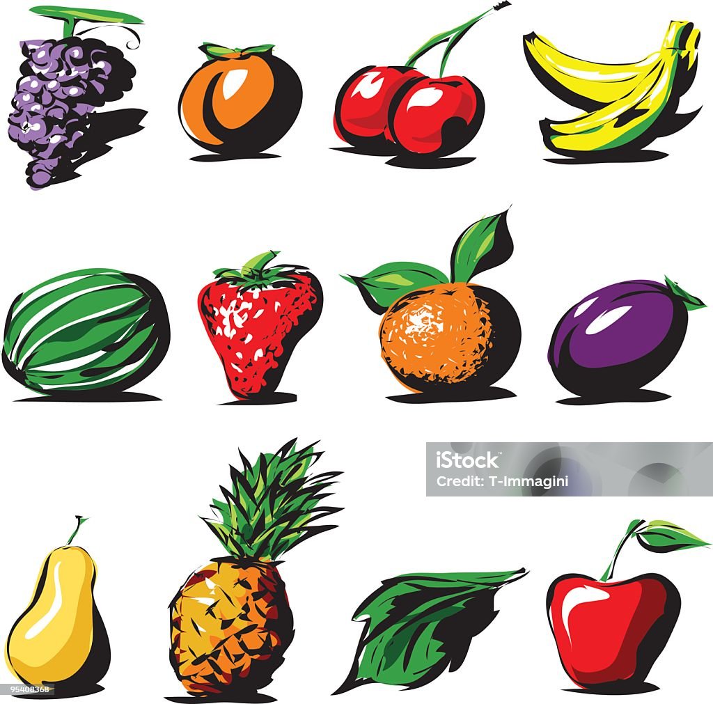 Zestaw owoców - Grafika wektorowa royalty-free (Roślina pnąca)