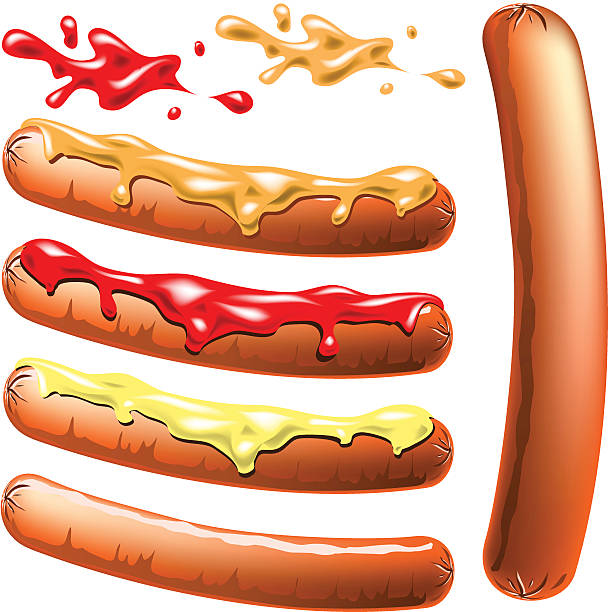 Hot Dog Set  squirting stock illustrations