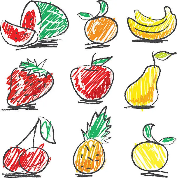 Vector illustration of Naïf Fruits Set