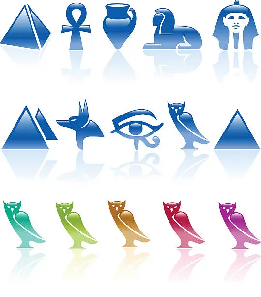 Vector illustration of Six colour egypt icons