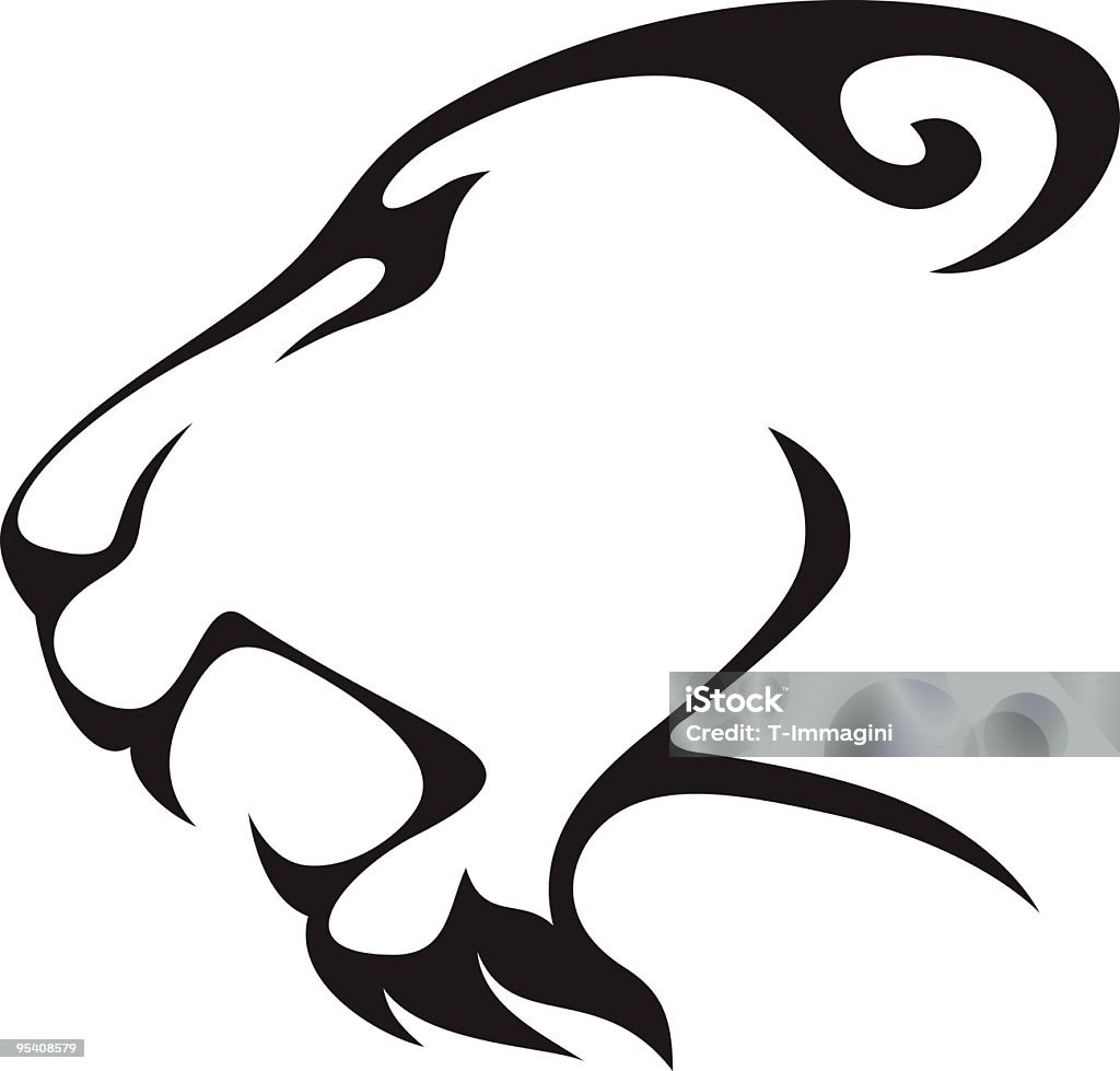 Black and white illustrated outline of a lioness's head Ready to use, layers optimized for easy editing and color variations. Lion - Feline stock vector