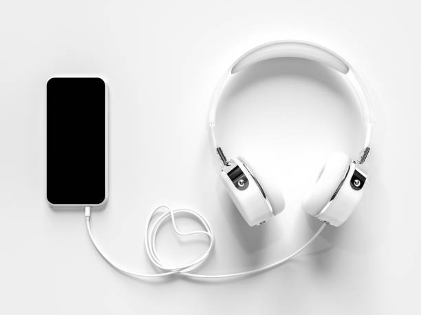 istock smart phone and headphones with wire heart shape 954089226