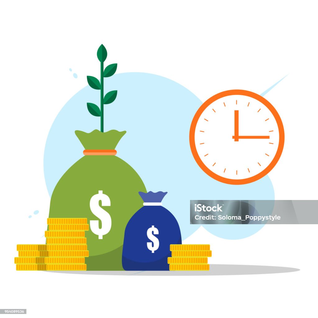 Concept of income increase, high return on investment. Vector flat icon Long stock vector