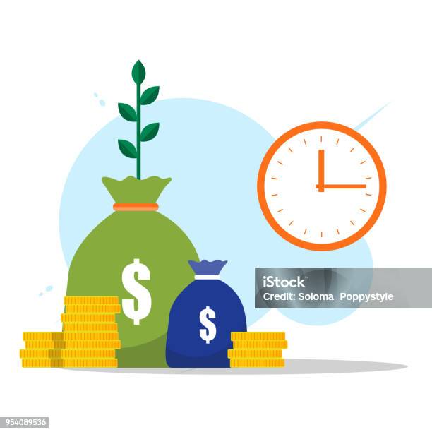 Concept Of Income Increase High Return On Investment Vector Flat Icon Stock Illustration - Download Image Now