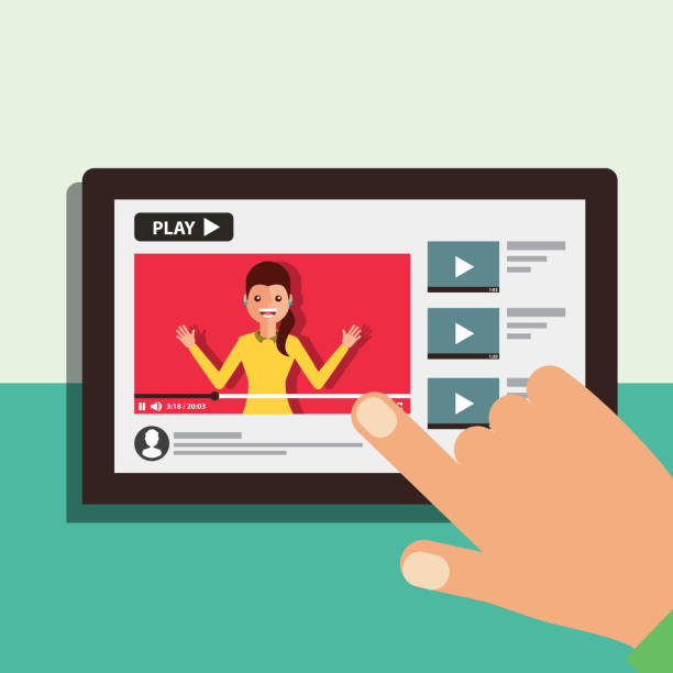 istock hand with tablet woman on screen video blogger 954098206