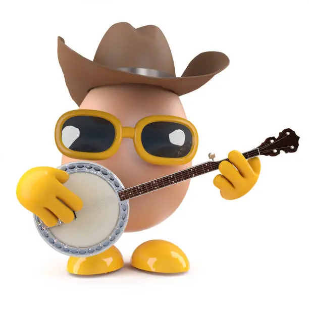 Photo of 3d Cowboy egg playing a banjo