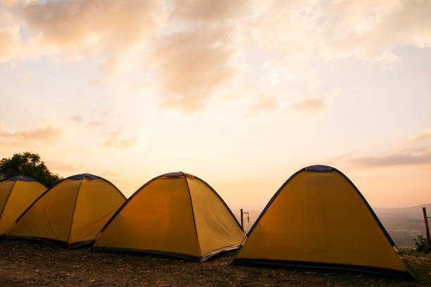 istock Yellow tent in the sunset 954099010