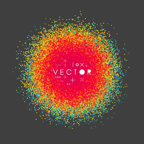 Vector illustration of Chaotic particles in empty space. Dynamic background. Vector illustartion.